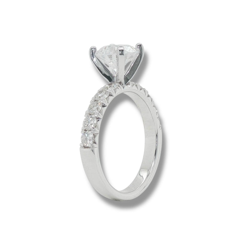 14K W Gold 0.70ctw G/SI1 10 Diamond Engagement Ring Mounting