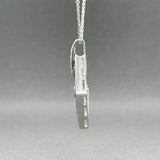 Estate 14K W Gold 3.45ctw Sapphire & 0.10ctw Diamond Pendant