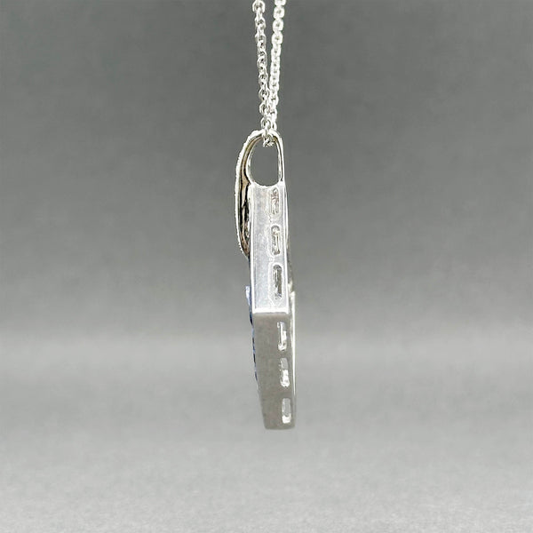 Estate 14K W Gold 3.45ctw Sapphire & 0.10ctw Diamond Pendant