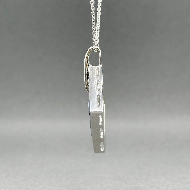 Estate 14K W Gold 3.45ctw Sapphire & 0.10ctw Diamond Pendant