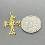 Estate 14K Y Gold Filigree 30.6mm Cross Pendant
