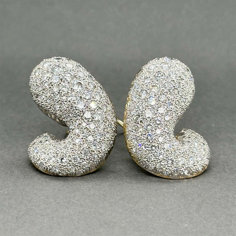 Estate 14 & 18K Y Gold 5.18ctw Diamond Kidney Clip On Earrings