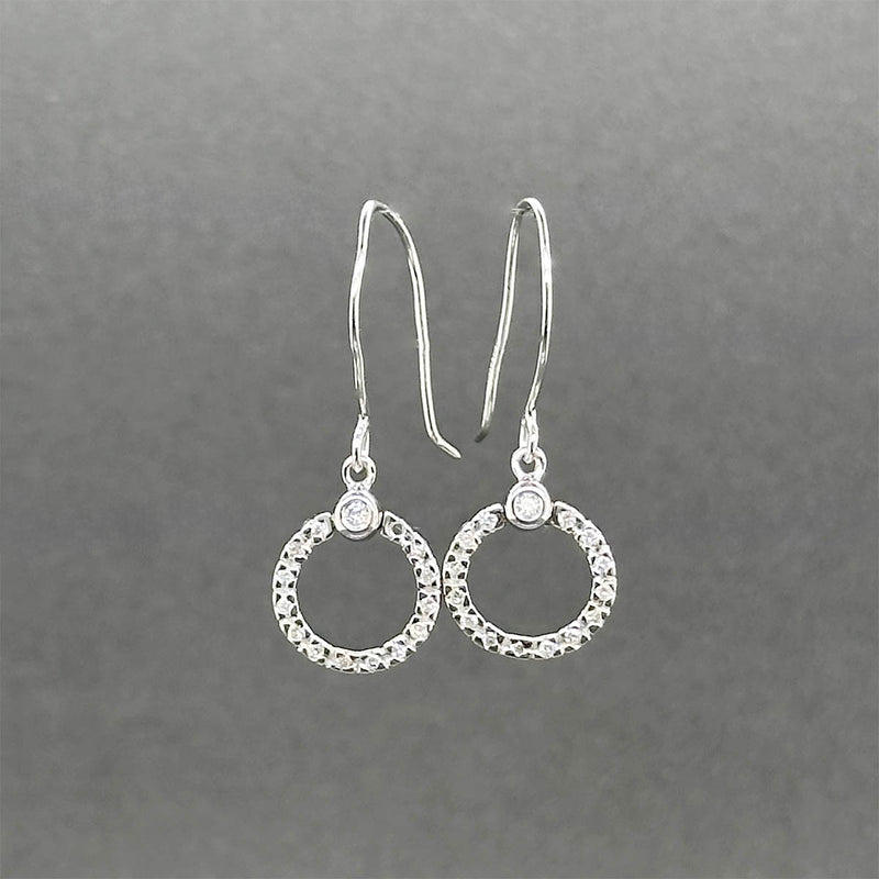 Estate 14K W Gold 0.10ctw Diamond Circle Drop Earrings