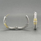 Estate Judith Ripka SS 18 0.17ctw Diamond Hoop Earrings