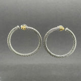 Estate David Yurman SS 18 Cable Torque Hoop Earrings