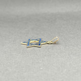 Estate 14K Y Gold Blue Enamel Star of David Pendant