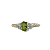 14K Y Gold 0.93ct Peridot and 0.09ctw G/VS1 Diamond Ring