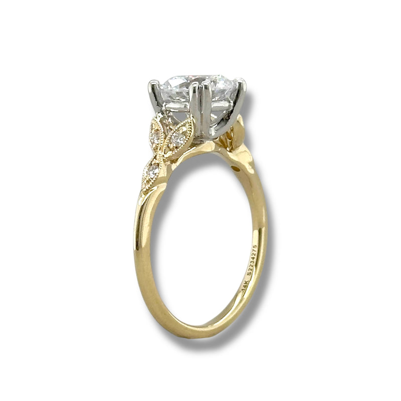 14K Y Gold 0.07ctw Leaf Design Diamond Mounting