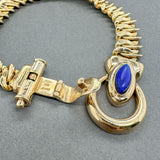 Estate 14K Y Gold Lapis Fancy Link Bracelet