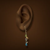 Estate 10K Y Gold 7.66ctw Multi-Gemstone Dangle Earrings