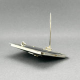 Estate Art Deco 18K W Gold Plat. 62.04ct Onyx & 0.58ctw Diamond Brooch