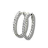 14K W Gold 1.54ctw G/I1 25mm Oval In/Out Diamond Hoop Earrings