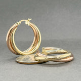 Estate 14K TT Gold 28.9mm Crossover Hoop Earrings