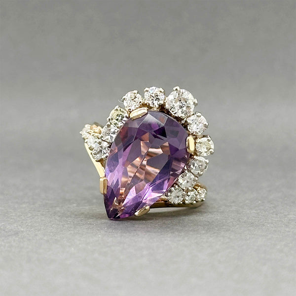 Estate 14K Y Gold 6.13ct Amethyst & 0.99ctw Diamond Ring