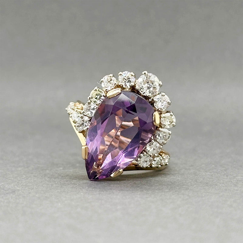 Estate 14K Y Gold 6.13ct Amethyst & 0.99ctw Diamond Ring