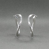 Estate 18K W Gold Wavy Hoop Earrings