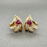 Estate 14K Y Gold 0.86ctw Sapphire & 0.16ctw Diamond Stud Earrings