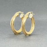 Estate 18K Y Gold 21.4mm Stepped Hoop Earrings