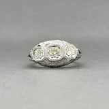 Estate Art Deco 18K W Gold 0.39ctw Diamond & 0.16ctw Sapphire Ring