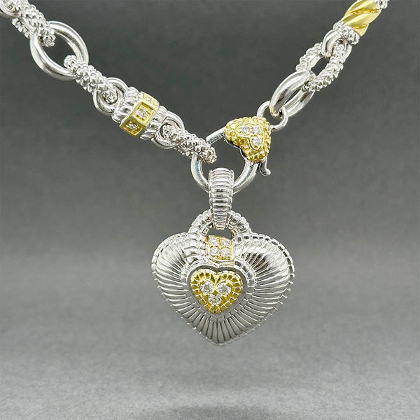 Estate Judith Ripka SS 18 0.32ctw Diamond Heart Necklace