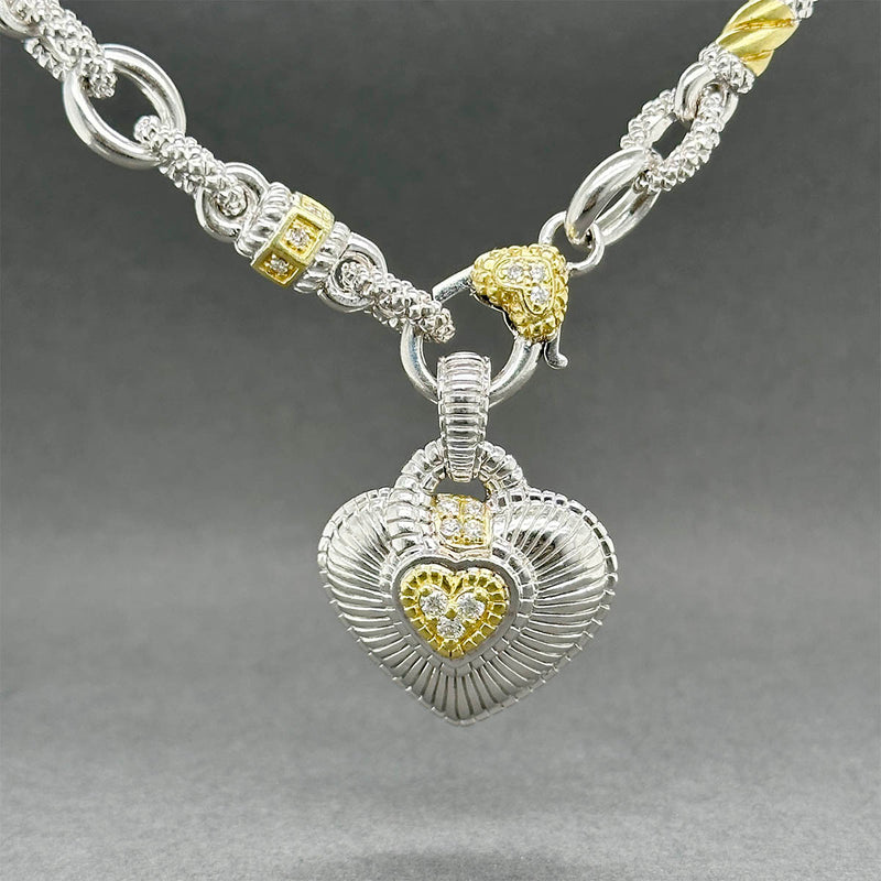 Estate Judith Ripka SS 18 0.32ctw Diamond Heart Necklace