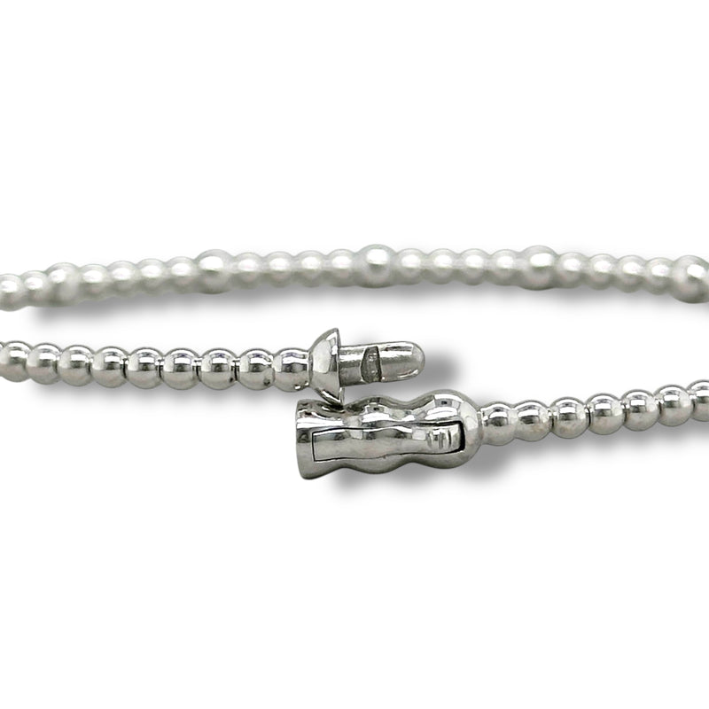 14K W Gold 6" 0.20ctw G/SI2 Bead Cuff Bracelet with Diamond Stations and Lock