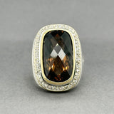 Estate David Yurman SS 18 18.55ct Smoky Quartz & 0.61ctw Diamond Albion Ring