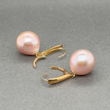 Estate 14K Y Gold Pink Freshwater Pearl Drop Earrings