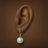 Estate 14K Y Gold South Sea Pearl Dangle Earrings
