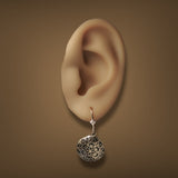 Estate 14K Y Gold Onyx Filigree Drop Earrings