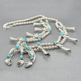 Estate SS South West Turquoise Squash Blossom Necklace