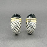 Estate David Yurman SS 14 6.22ctw Onyx Thoroughbred Shrimp Earrings