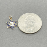 Estate 18K Y Gold Enamel Mini Star of David Pendant