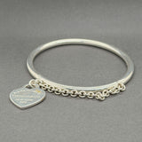 Estate Tiffany & Co. SS Heart Tag Bangle Bracelet