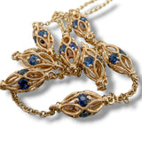 14K Y Gold 2.18ctw 18" Sapphire Station Necklace