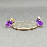 Estate 14K Y Gold Oval Amethyst Stud Earrings