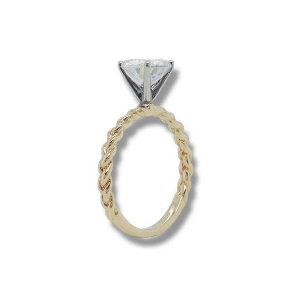 14K Y Gold Braided Band Solitaire Engagement Ring Mounting