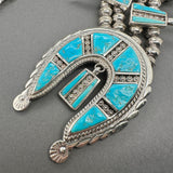Estate Griffin Tsabetsaye SS Turquoise Squash Blossom Necklace