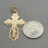 Estate 14K Y Gold 51mm Eastern Orthodox Cross Pendant