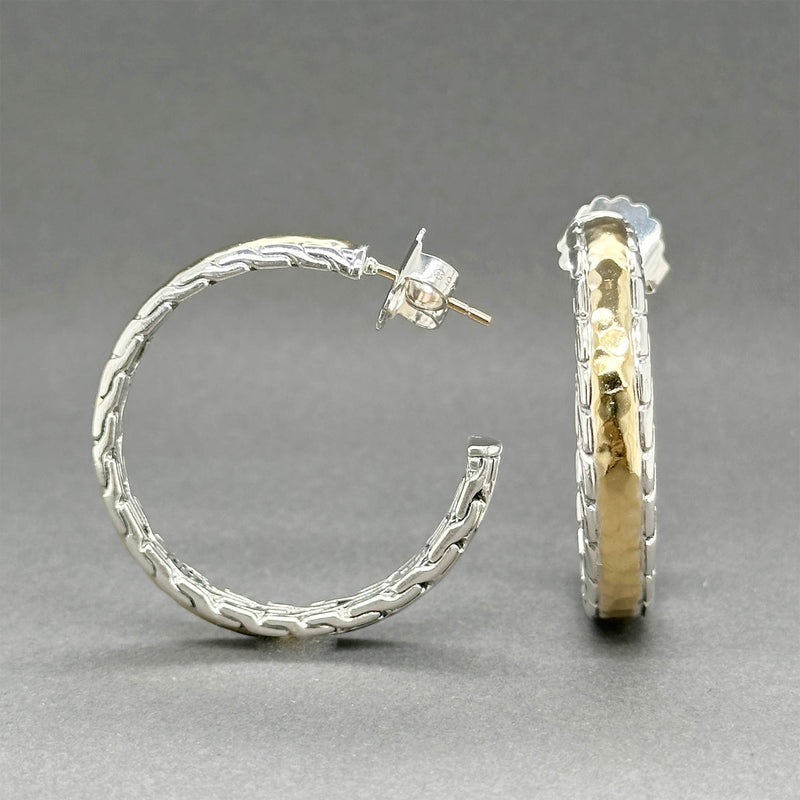 Estate John Hardy SS 22 Palu Classic Chain Hoop Earrings