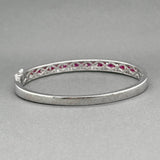 Estate 14K W Gold 3.22ctw Ruby & 1.04ctw Diamond Bangle Bracelet