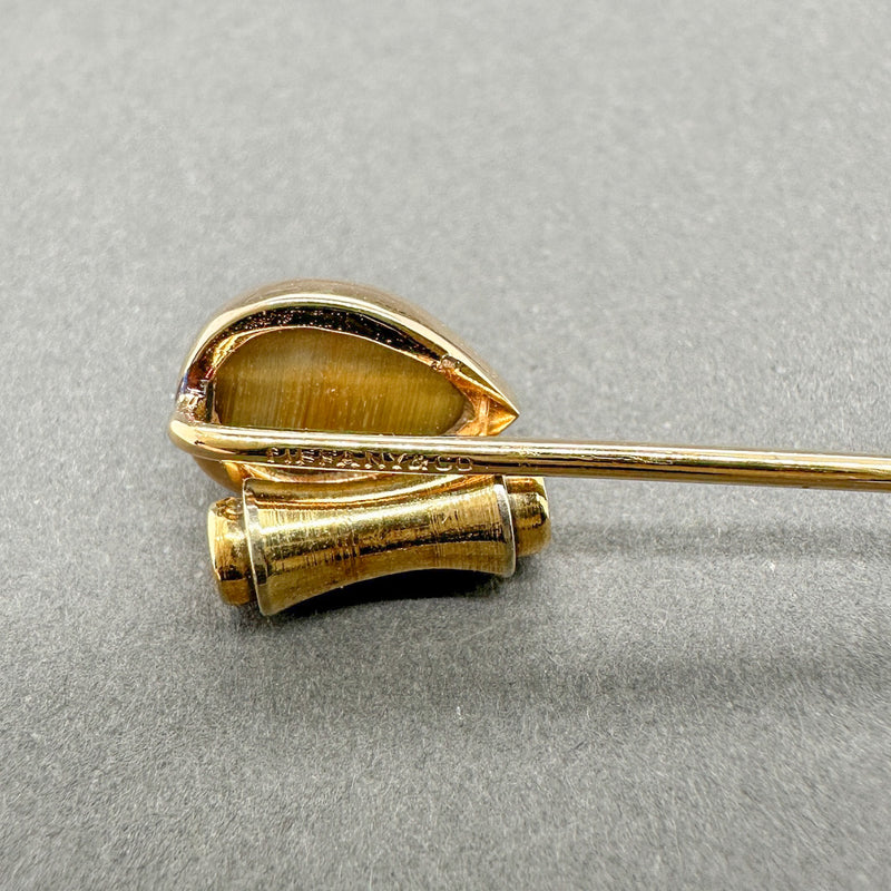 Estate Tiffany & Co. 14K Y Gold 5.44ct Tiger Eye Stick Pin