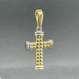 Estate 14K TT Gold 40mm Waffle Textured Cross Pendant