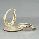 Estate 14K TT Gold Crossover Oval Hoop Earrings