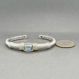 Estate Judith Ripka SS 18 Quartz & Diamond Cuff Bracelet