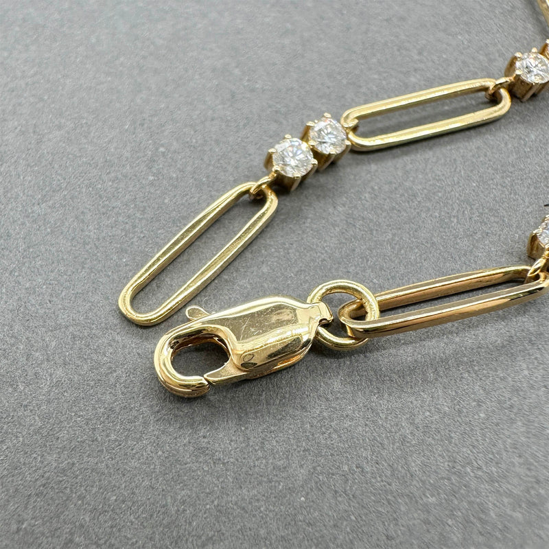 Estate 18K Y Gold 1.03ctw G/SI1-2 Diamond Paperclip Bracelet