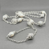 Estate Judith Ripka SS Pearl & CZ Station 36” Necklace