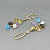 Estate 10K Y Gold 7.66ctw Multi-Gemstone Dangle Earrings
