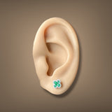 Estate 14K W Gold 0.34ctw Emerald & 0.11ctw Diamond Stud Earrings