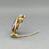 Estate 16K Y Gold Art Nouveau 6.68ct Amethyst & Pearl Pin